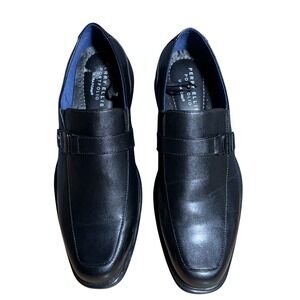 Perry Ellis Portfolio Black Leather Loafers Dress Shoes Ultra Foam Mens Size 9.5